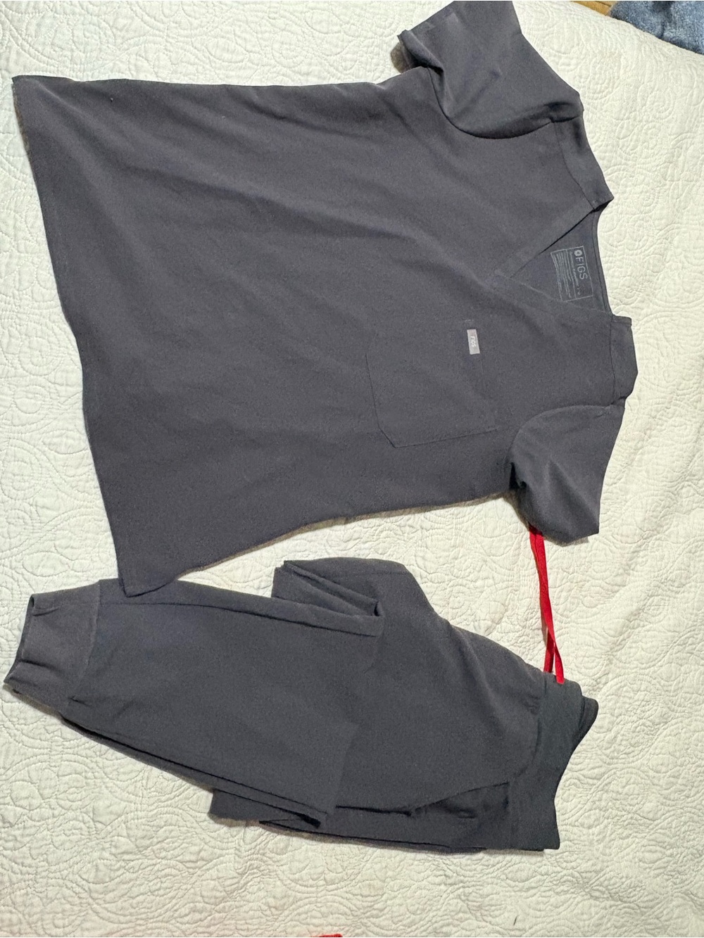 Figs grey V-Neck Scrub Top and Pants Set